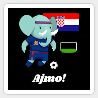 ⚽ Croatia Soccer, Cute Elephant Scores a Goal, Ajmo! Team Spirit Sticker